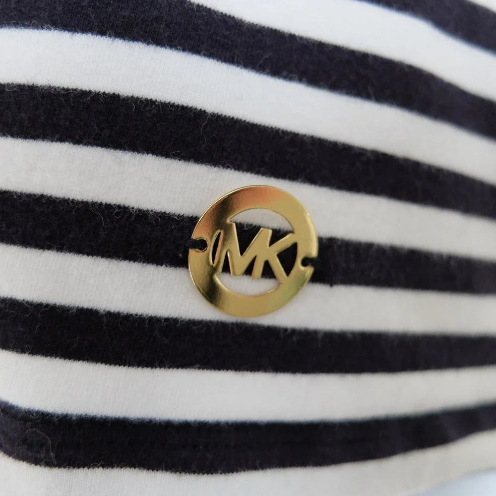 Michael Kors Black & White Striped Short Sleeves Tee Size Small